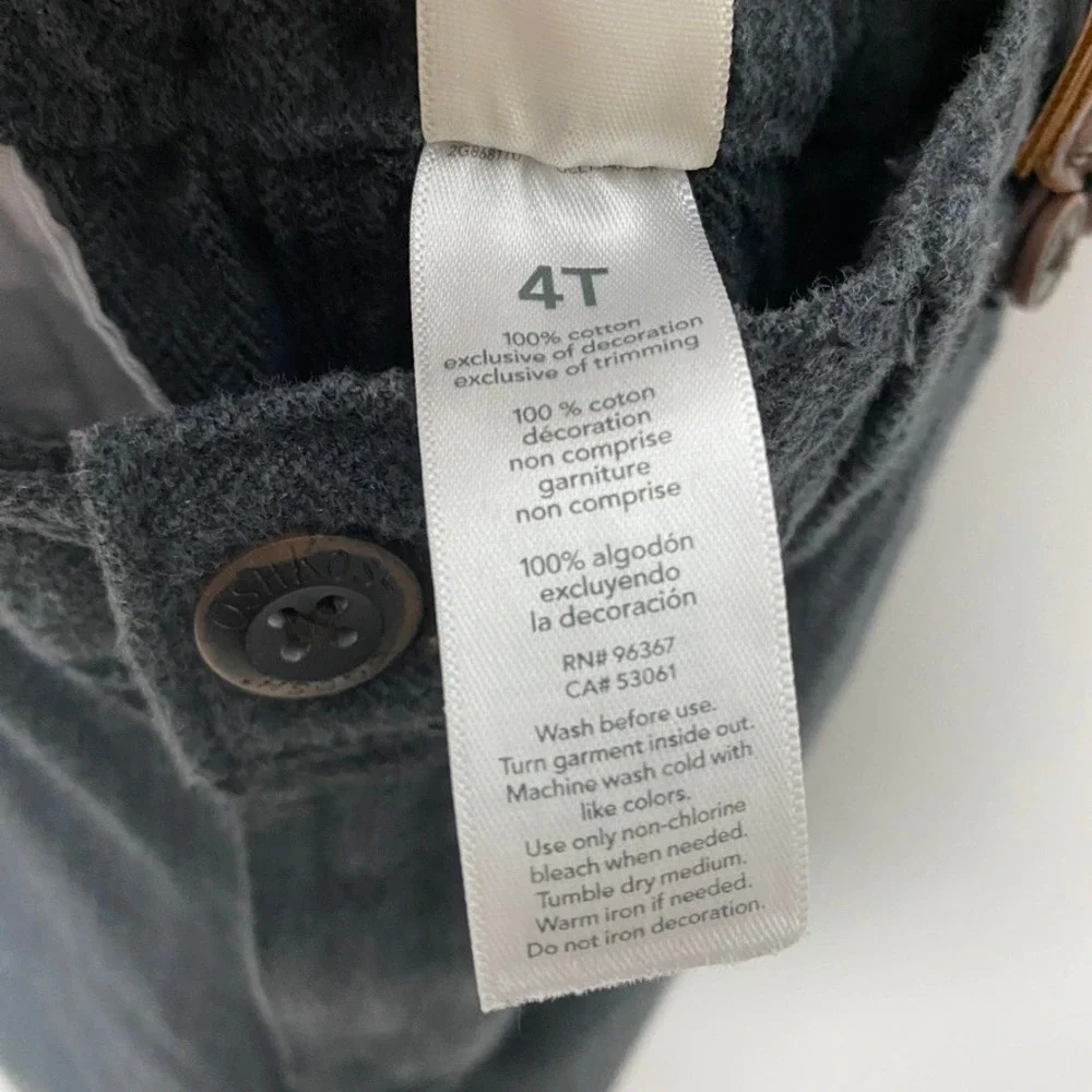 OshKosh B'gosh Herringbone Suspender Jogger Pants Boys 4T Gray Detachable Straps